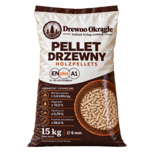 Drewno Okrągłe ENplus A1 Holzpellets 6 mm – Palette 65 Säcke à 15 kg – 975 kg